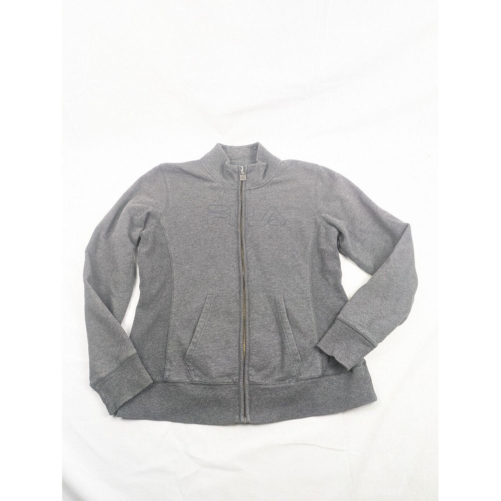 FILA F-Box Sweater Adult Gray Sz L Full Zip Performance Hooded Sweatshirt Hoodie